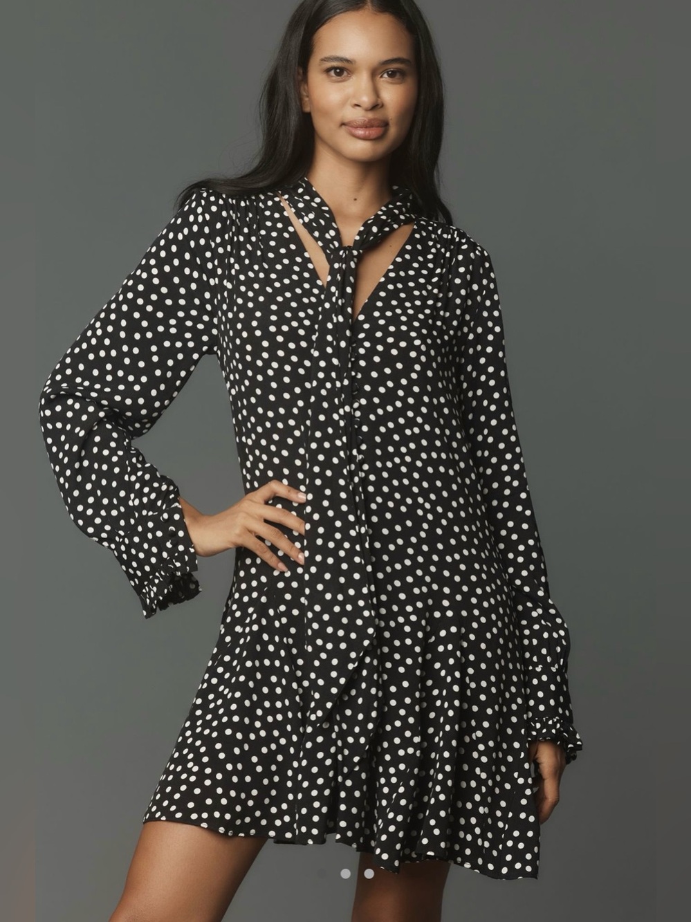 NWOT Anthropologie Tie Nick Polka Dot Swing Mini Dress // Size L